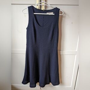Eyelet Navy Loft Dress | Ruffle hem